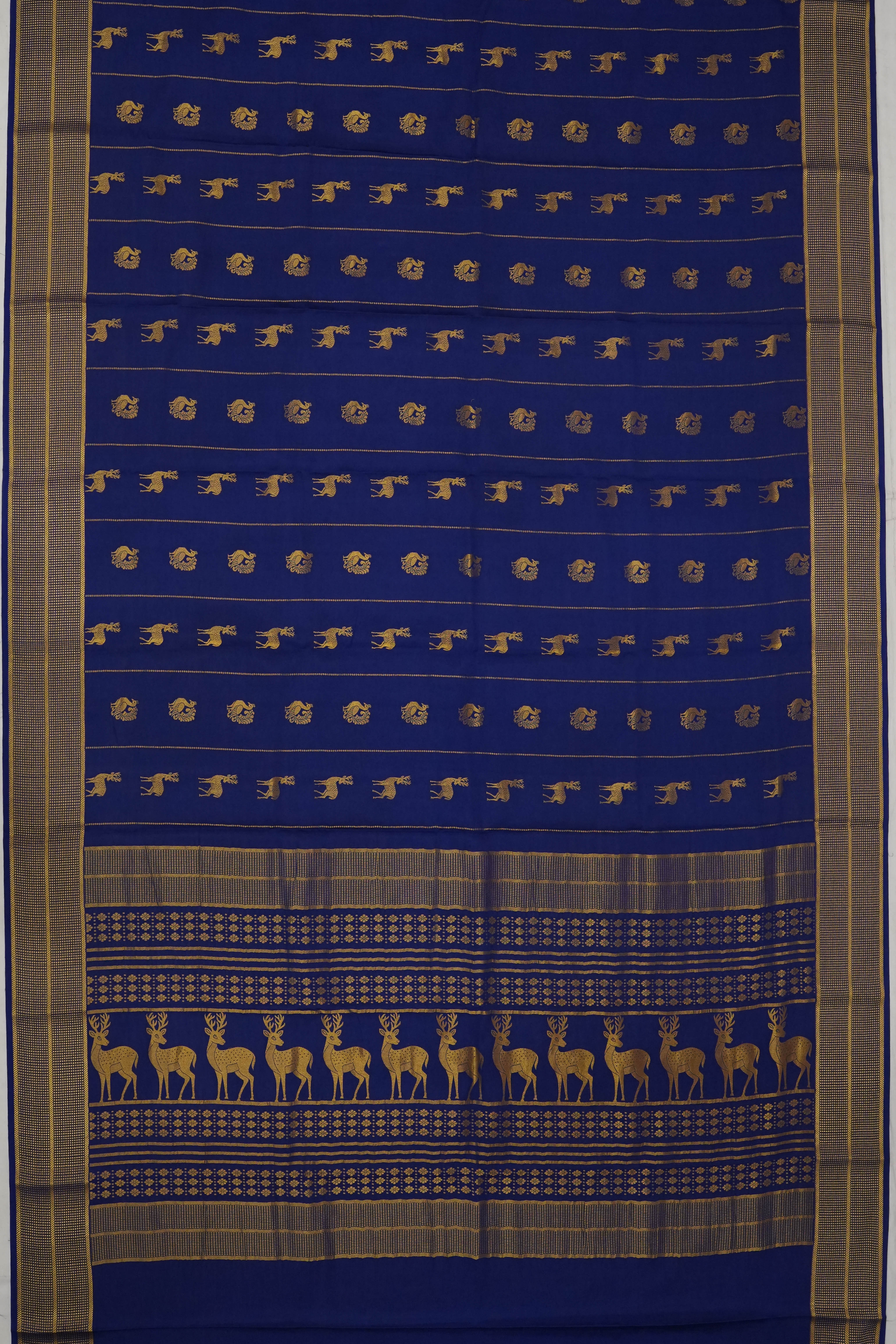 Mysore Silk Butta Royal Blue Saree