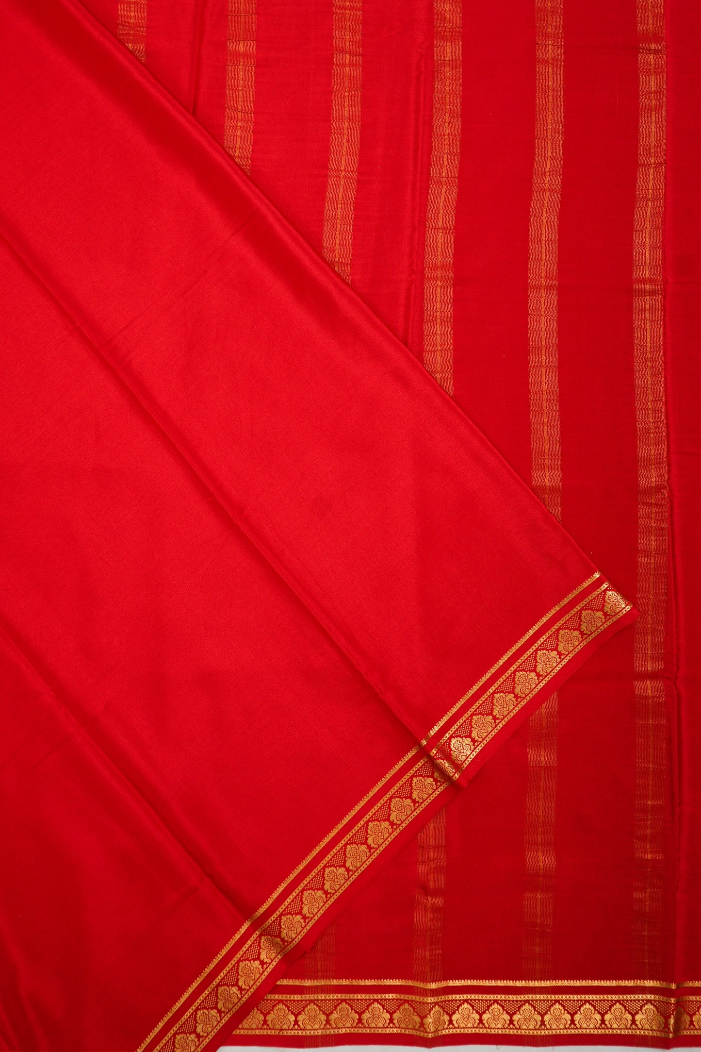 Mysore Silk Plain Red Saree