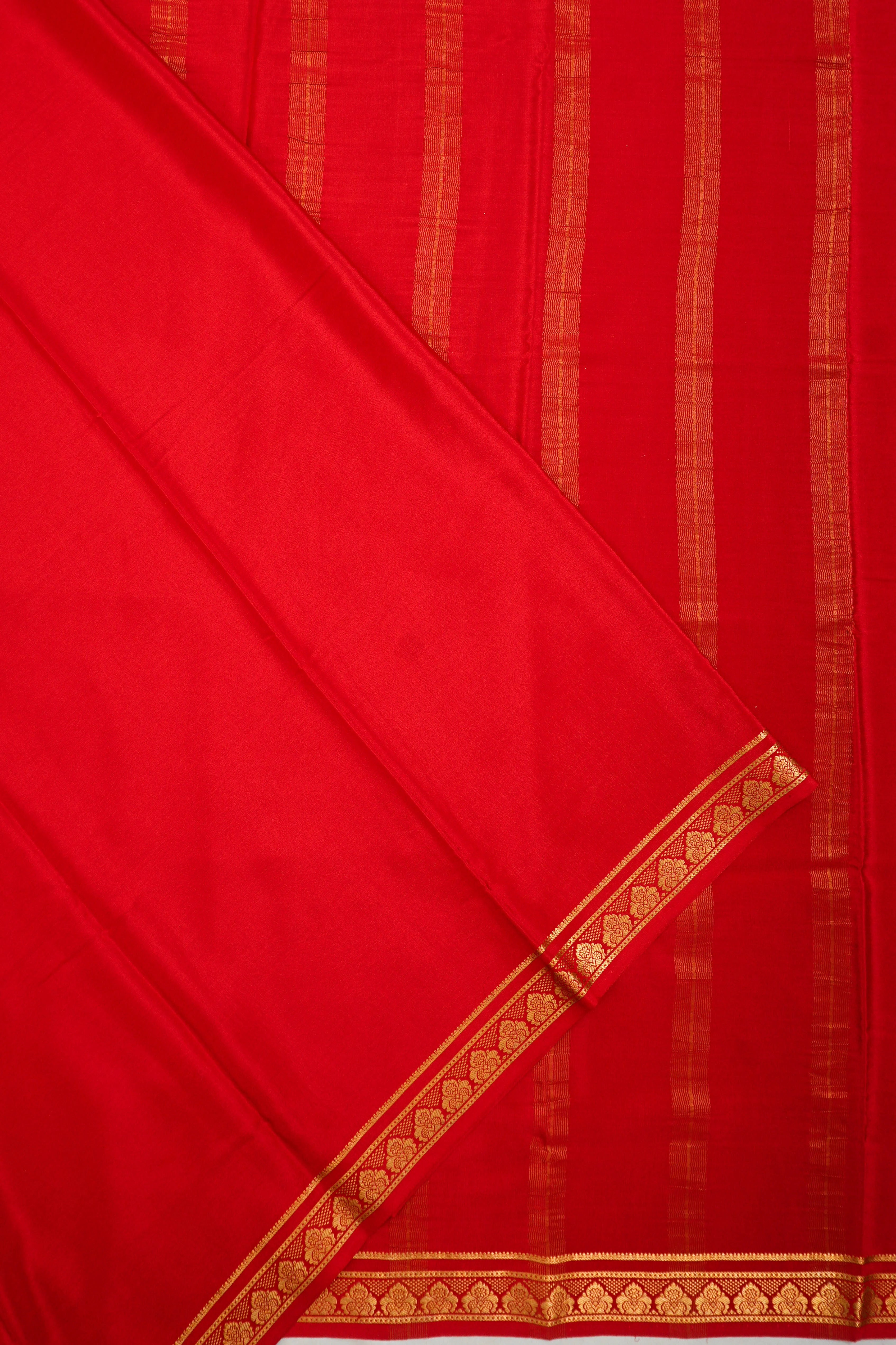Mysore Silk Plain Red Saree