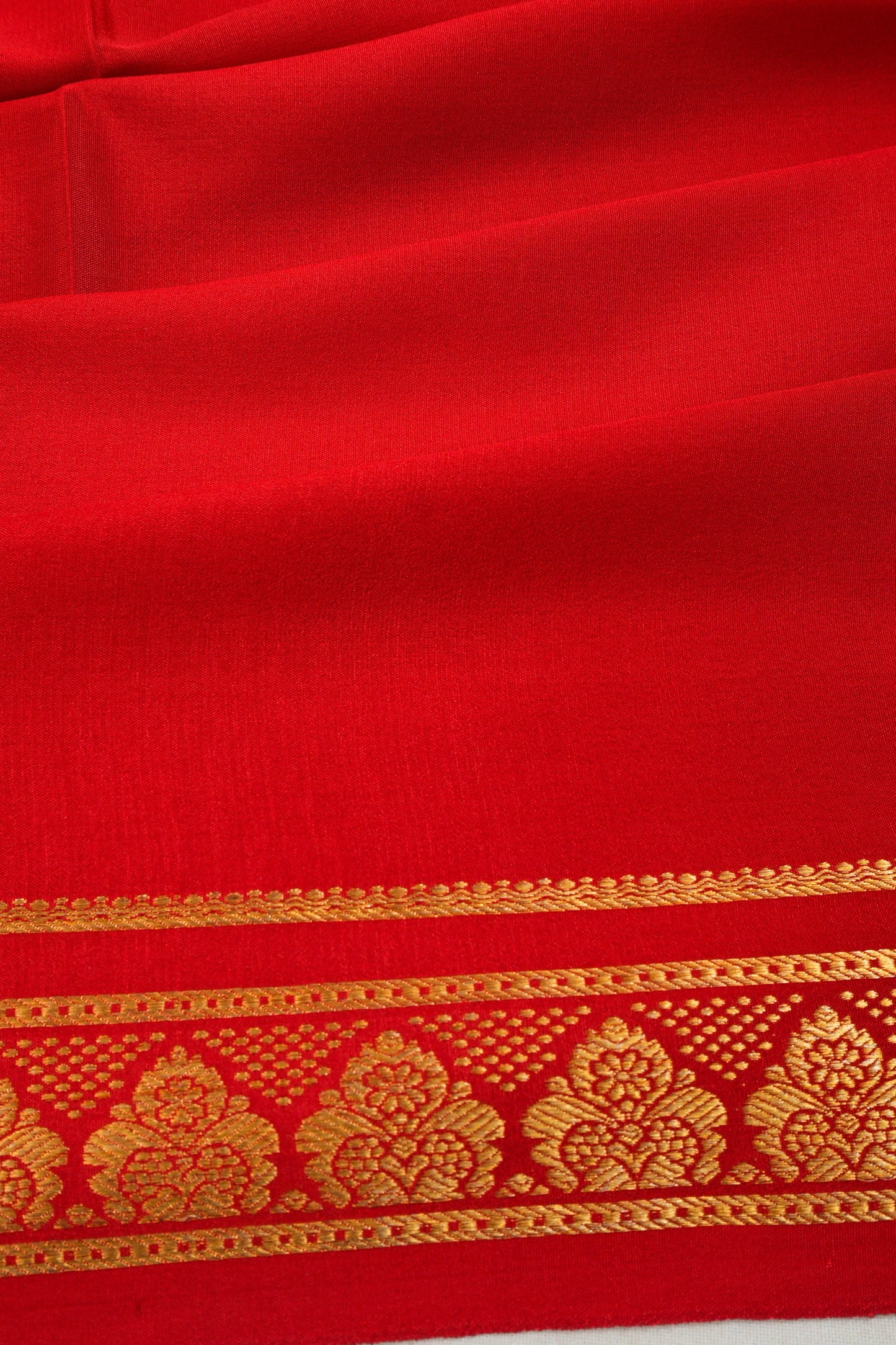 Mysore Silk Plain Red Saree