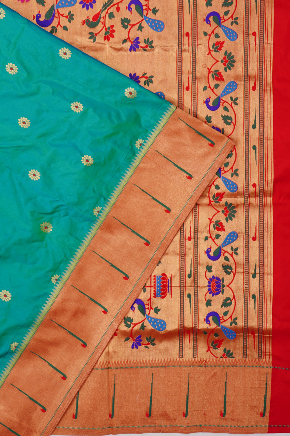Muniya Silk Butta Blue Saree With Single Muniya Border