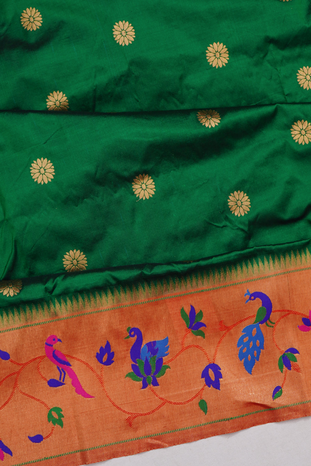 Muniya Silk Butta Green Saree