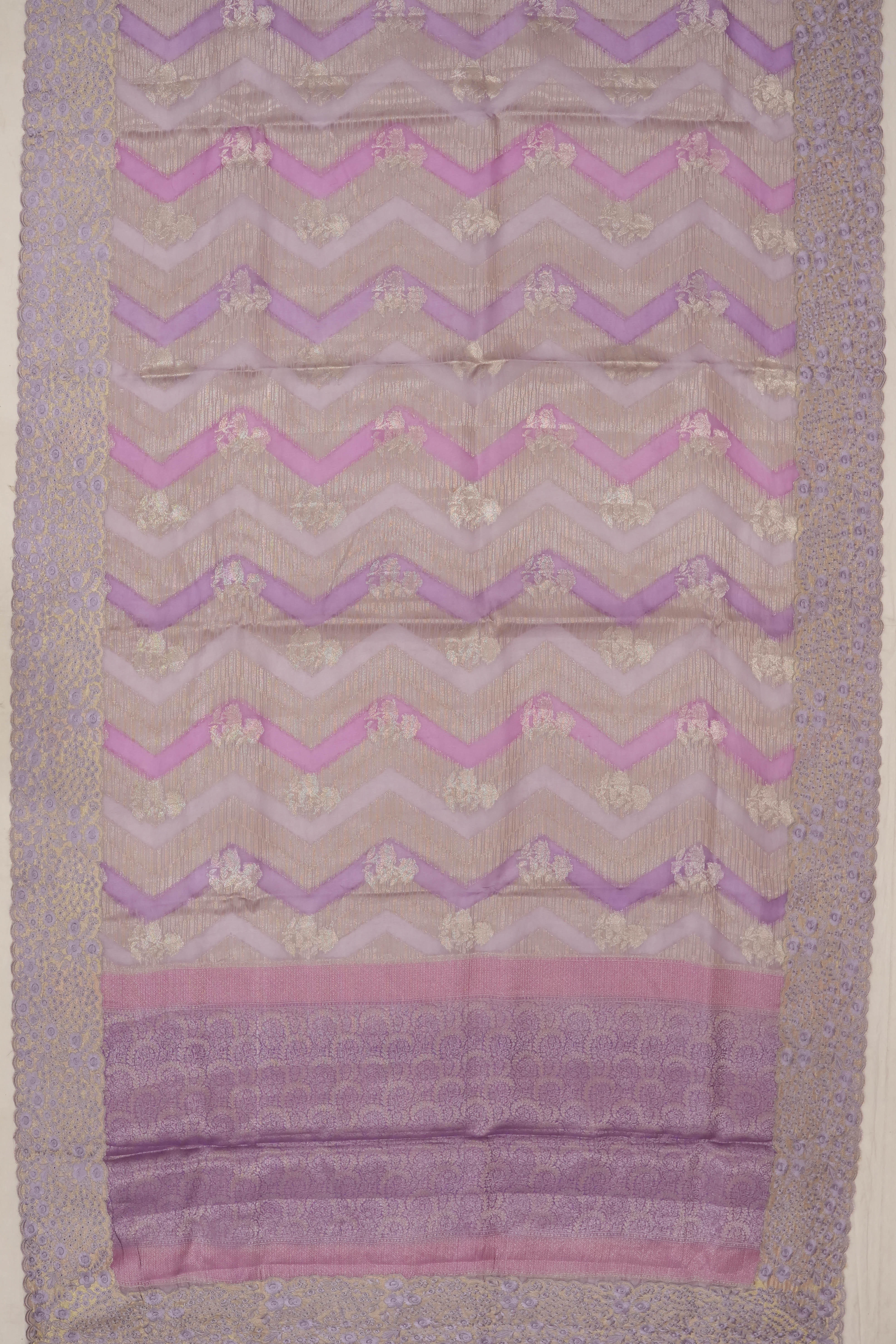 Organza Brocade Lavender Saree With Embroidery Border
