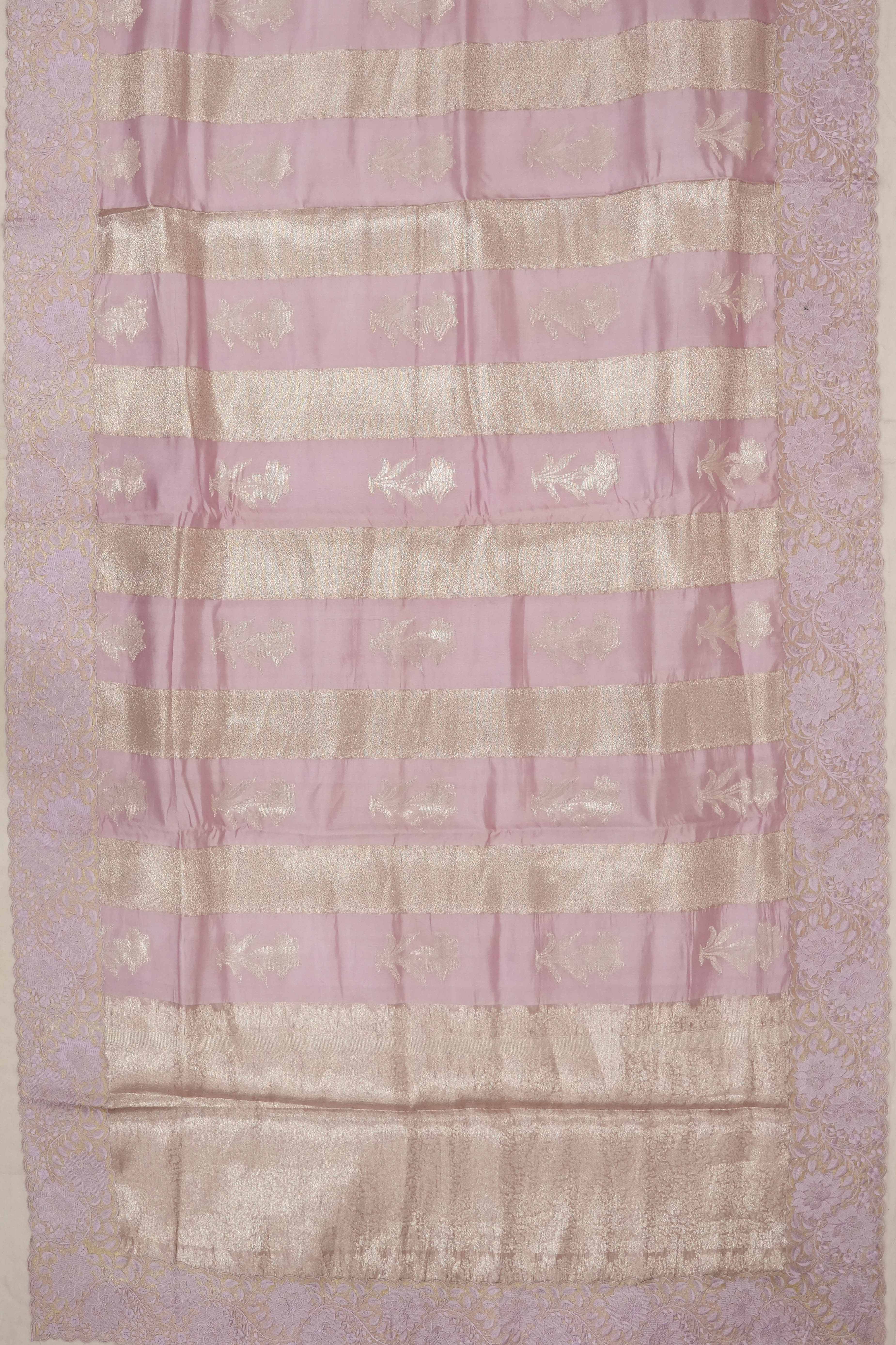 Organza Lines Lavender Saree With Embroidery Border