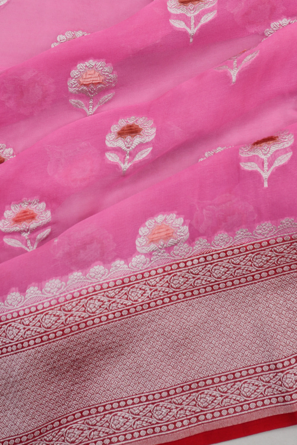 Banarasi Georgette Butta Pink Saree
