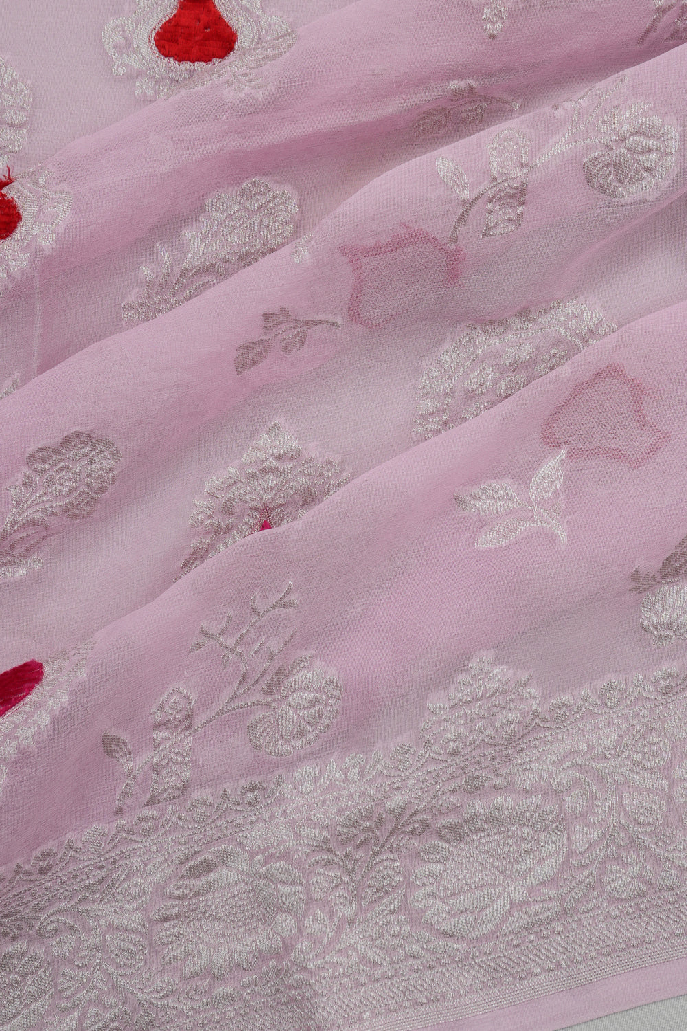 Banarasi Georgette Butta Pink Saree