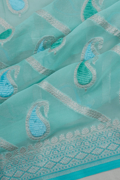 Banarasi Georgette Butta Blue Saree