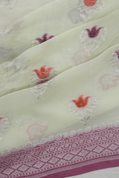 Banarasi Georgette Butta White Saree