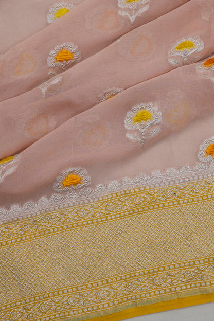 Banarasi Georgette Butta Pink Saree