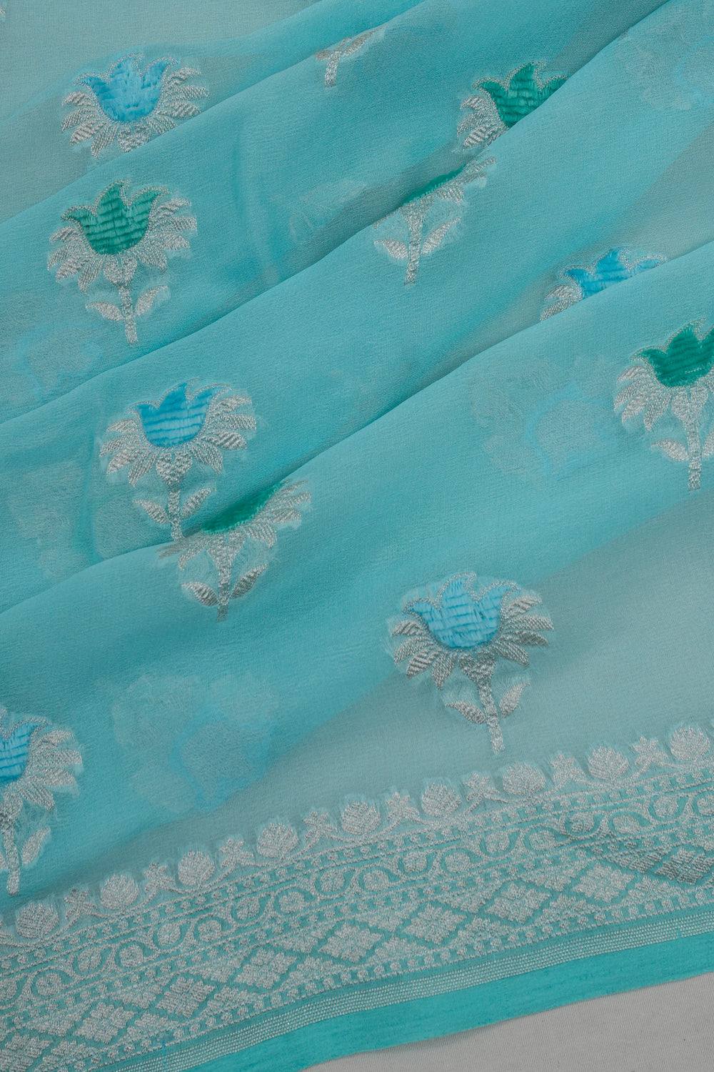 Banarasi Georgette Butta Blue Saree