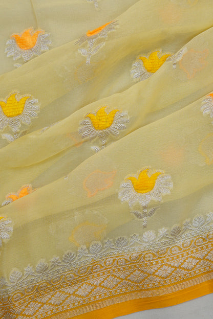 Banarasi Georgette Butta Yellow Saree