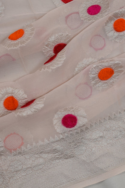 Banarasi Georgette Butta Off White Saree
