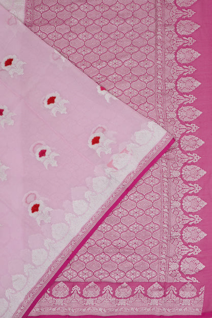 Banarasi Georgette Butta Pink Saree