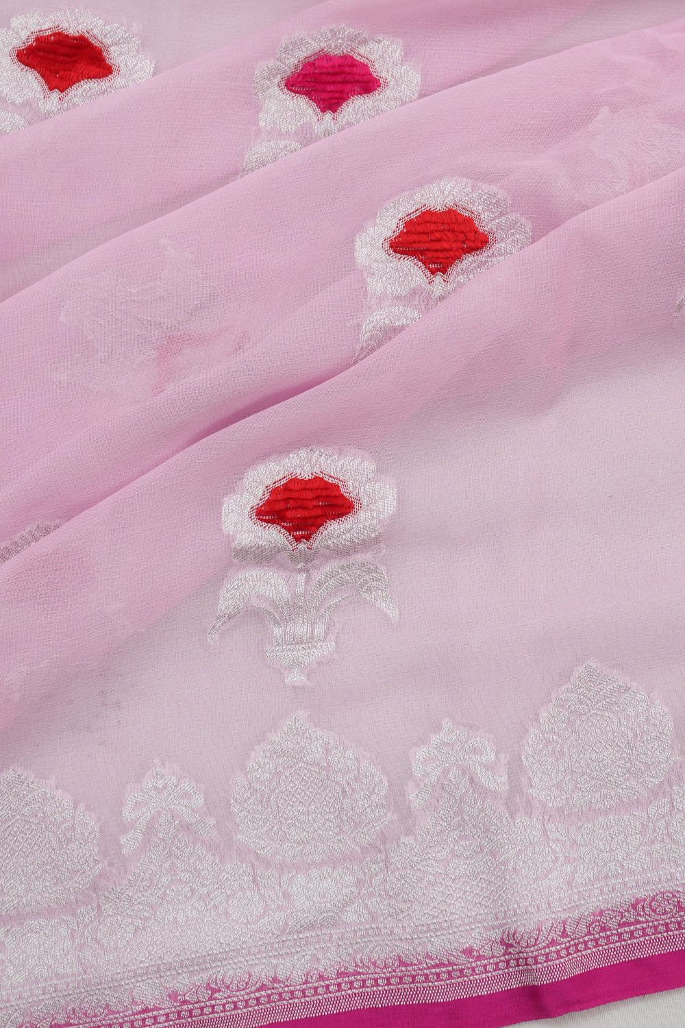 Banarasi Georgette Butta Pink Saree