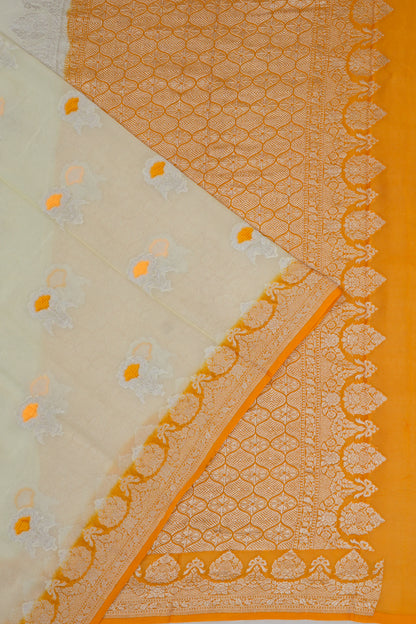 Banarasi Georgette Butta Off White Saree