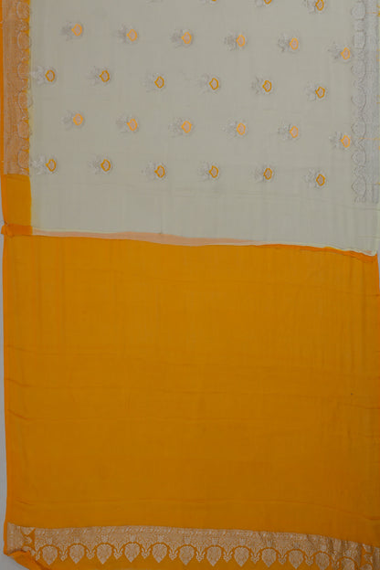 Banarasi Georgette Butta Off White Saree