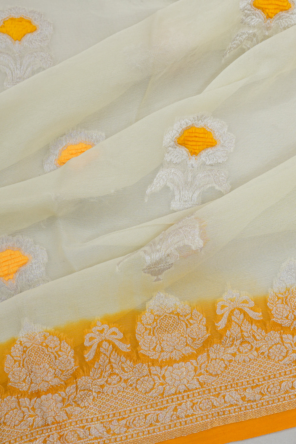 Banarasi Georgette Butta Off White Saree