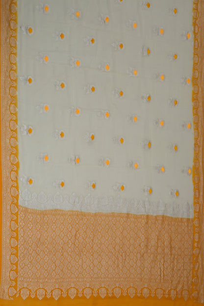 Banarasi Georgette Butta Off White Saree