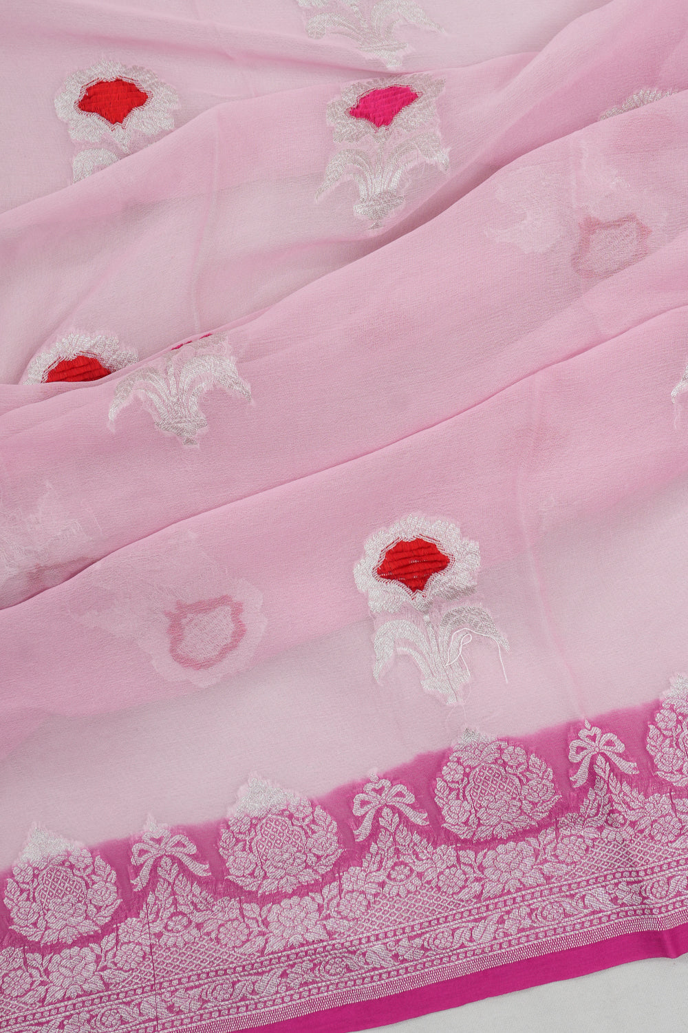 Banarasi Georgette Butta Pink Saree