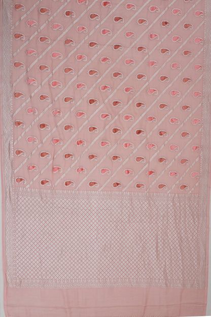 Banarasi Georgette Brocade Peach Saree