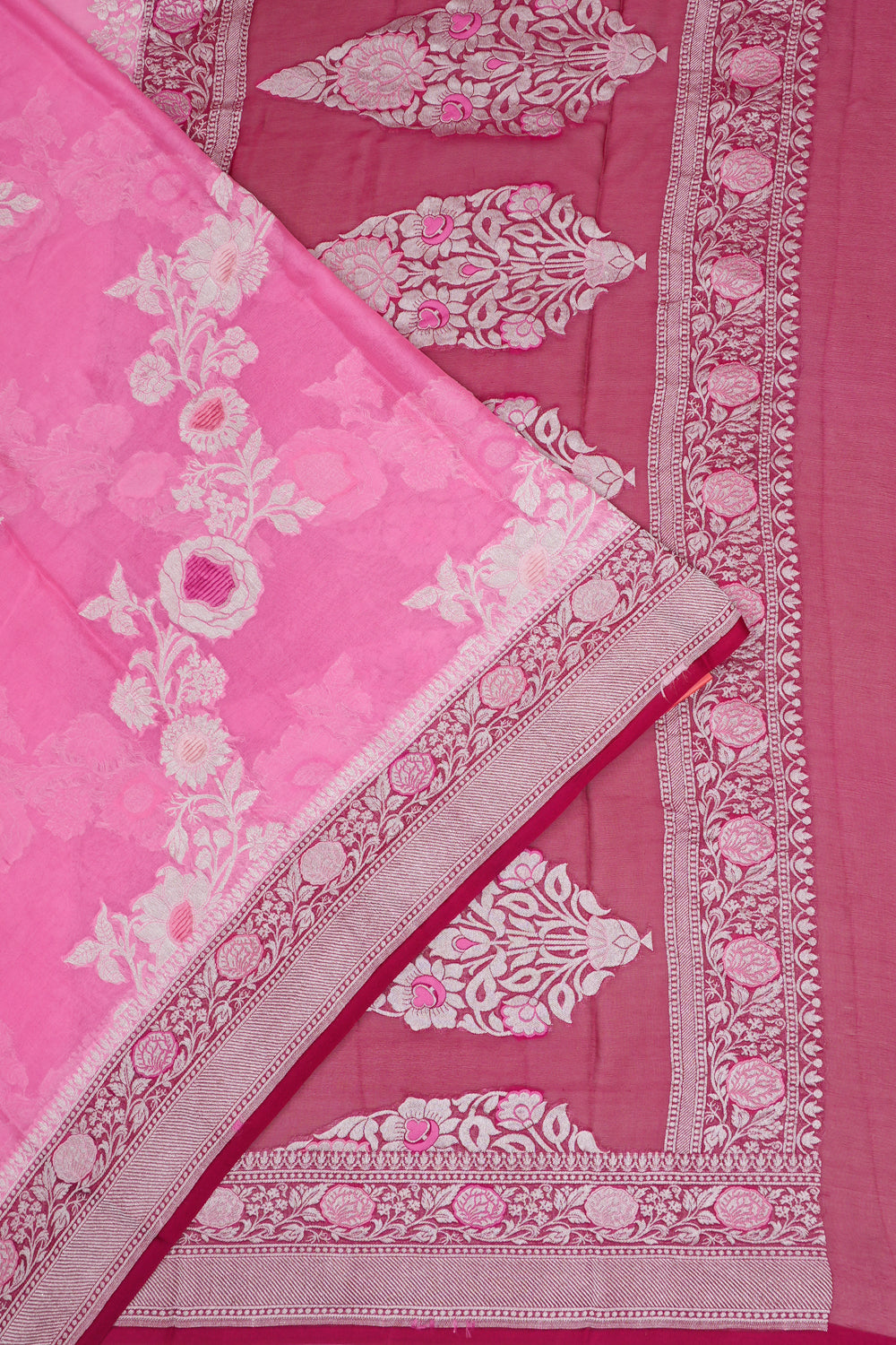 Banarasi Georgette Brocade Pink Saree