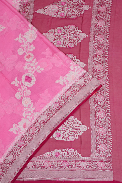 Banarasi Georgette Brocade Pink Saree