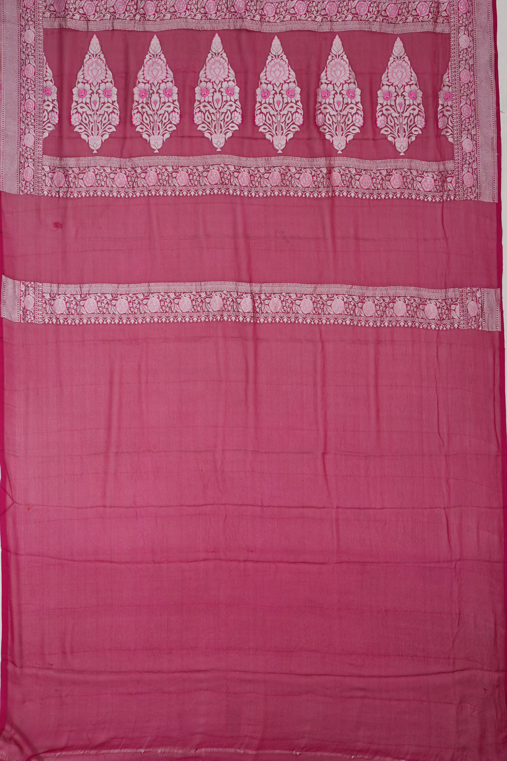 Banarasi Georgette Brocade Pink Saree