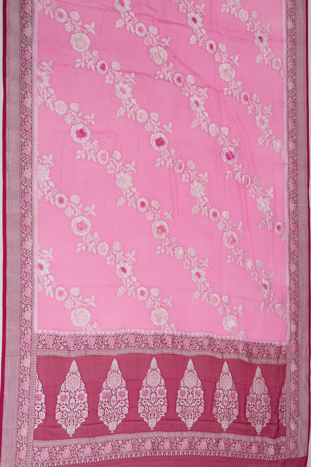 Banarasi Georgette Brocade Pink Saree