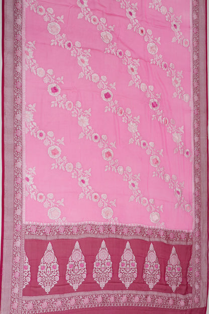 Banarasi Georgette Brocade Pink Saree