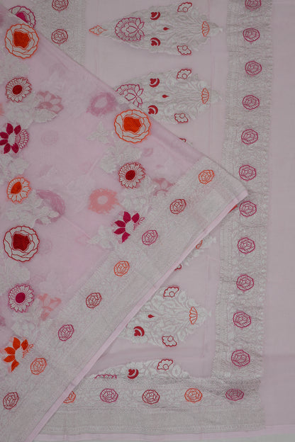 Banarasi Georgette Butta Off White Saree