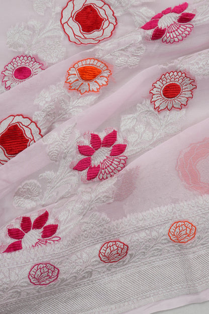 Banarasi Georgette Butta Off White Saree