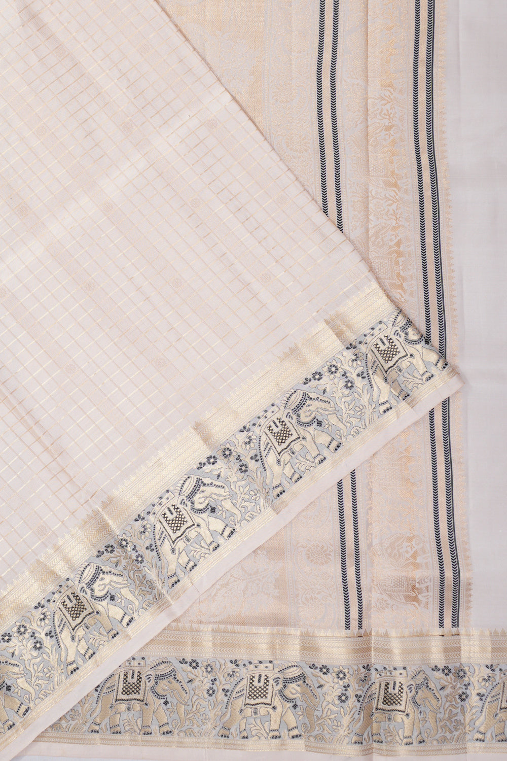 Coimbatore Soft Silk Checks And Butta Cream Saree