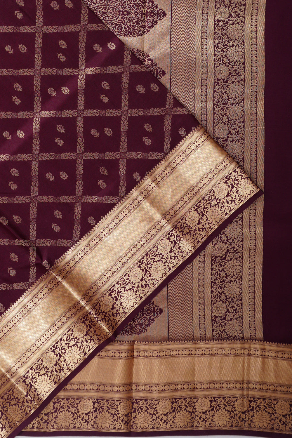 Coimbatore Soft Silk Jaal And Butta Dark Brown Saree