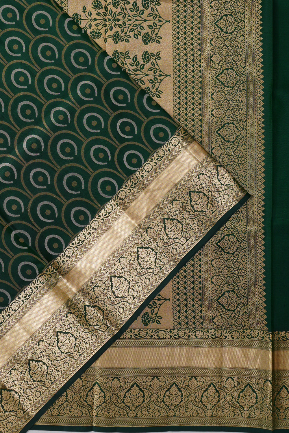 Coimbatore Soft Silk Brocade Dark Green Saree