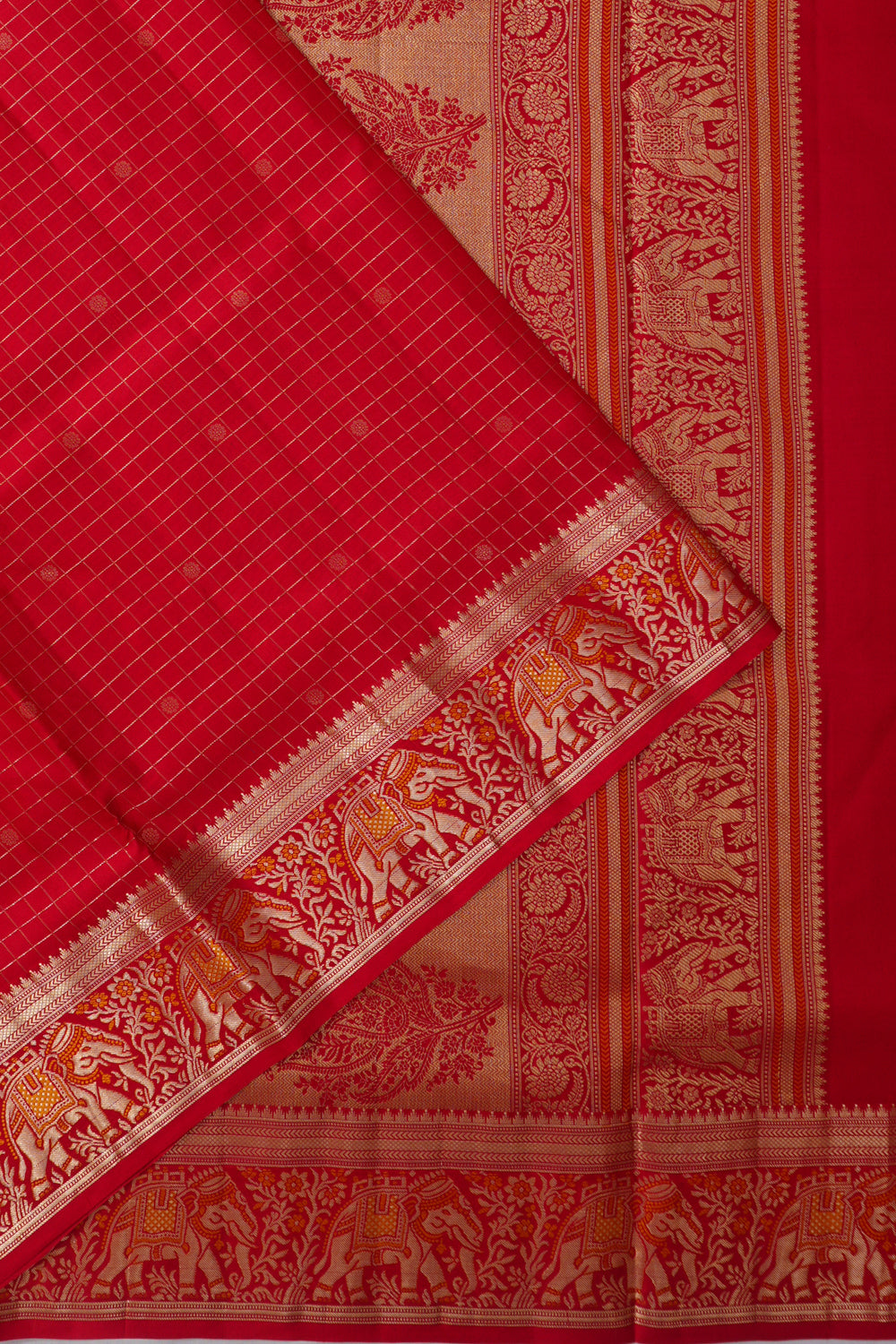 Coimbatore Soft Silk Checks And Butta Red Saree