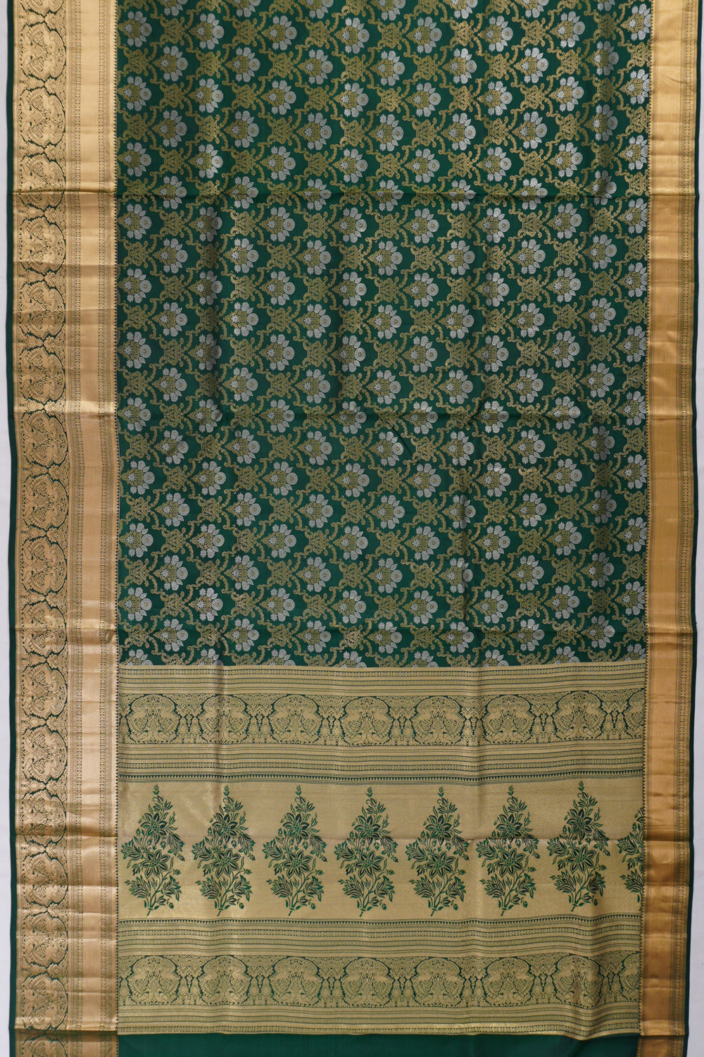 Coimbatore Soft Silk Brocade Dark Green Saree