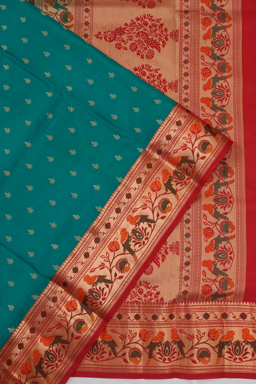 Coimbatore Soft Silk Brocade Teal Green Saree