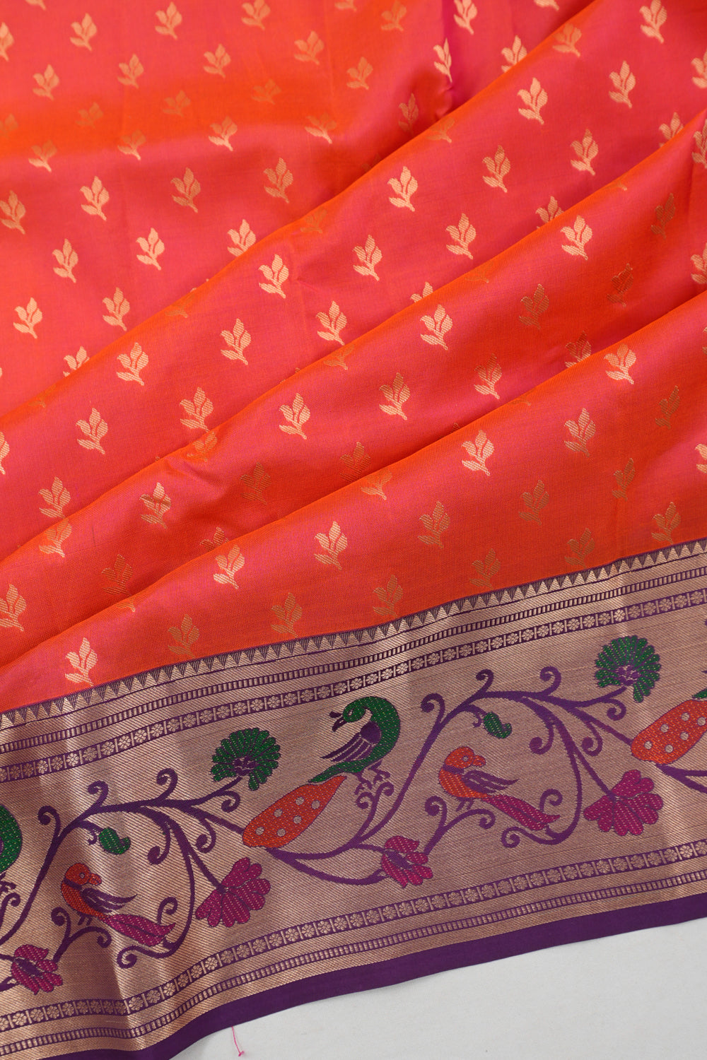Coimbatore Soft Silk Brocade Orange Saree