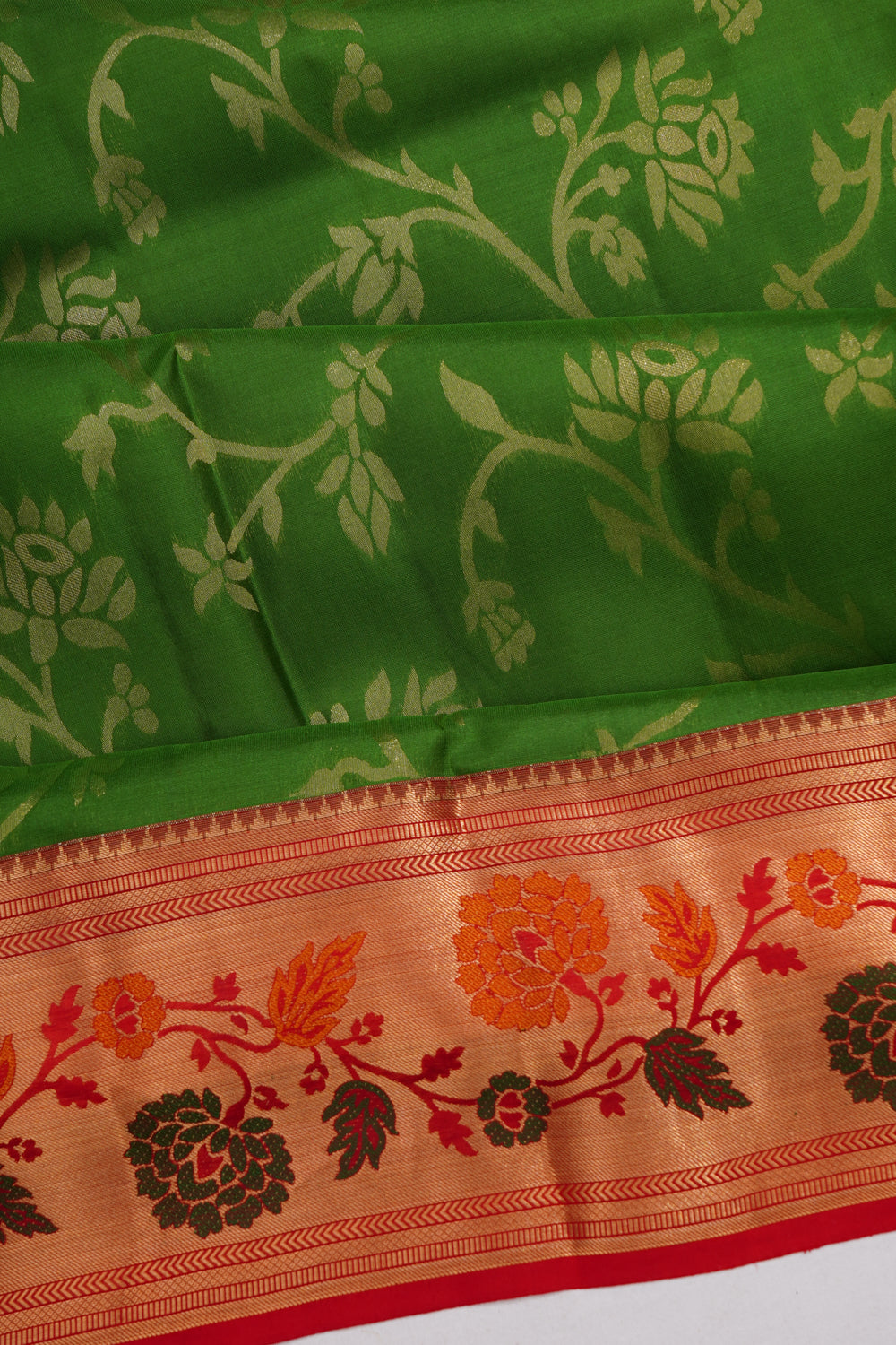 Coimbatore Silk Jaal Green Saree
