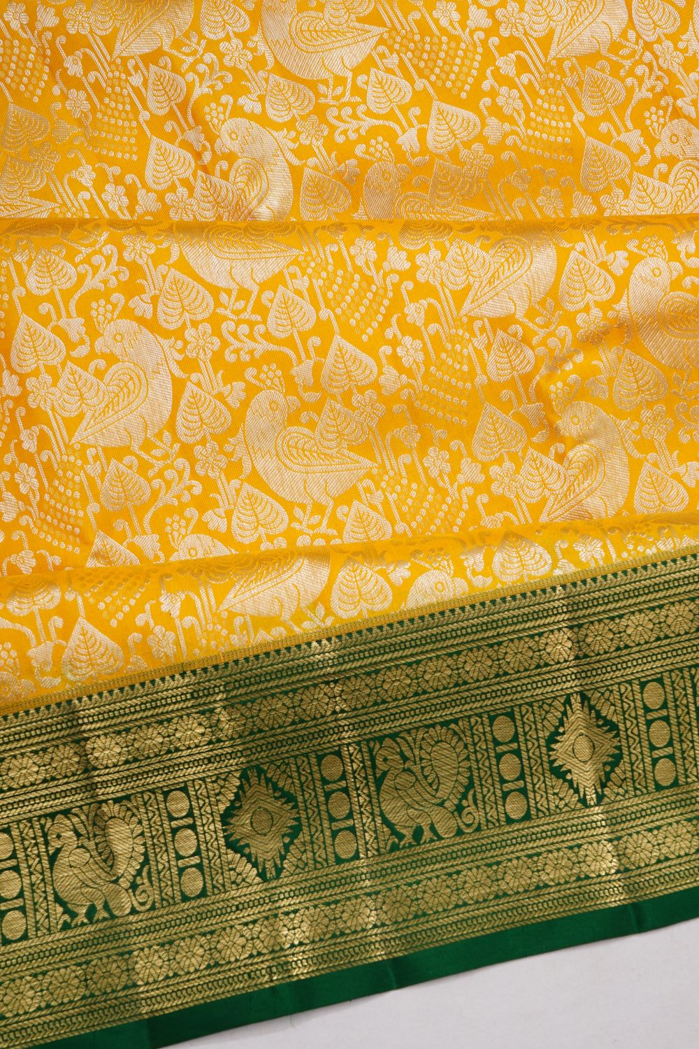 Dharmavaram Silk Brocade Yellow Saree