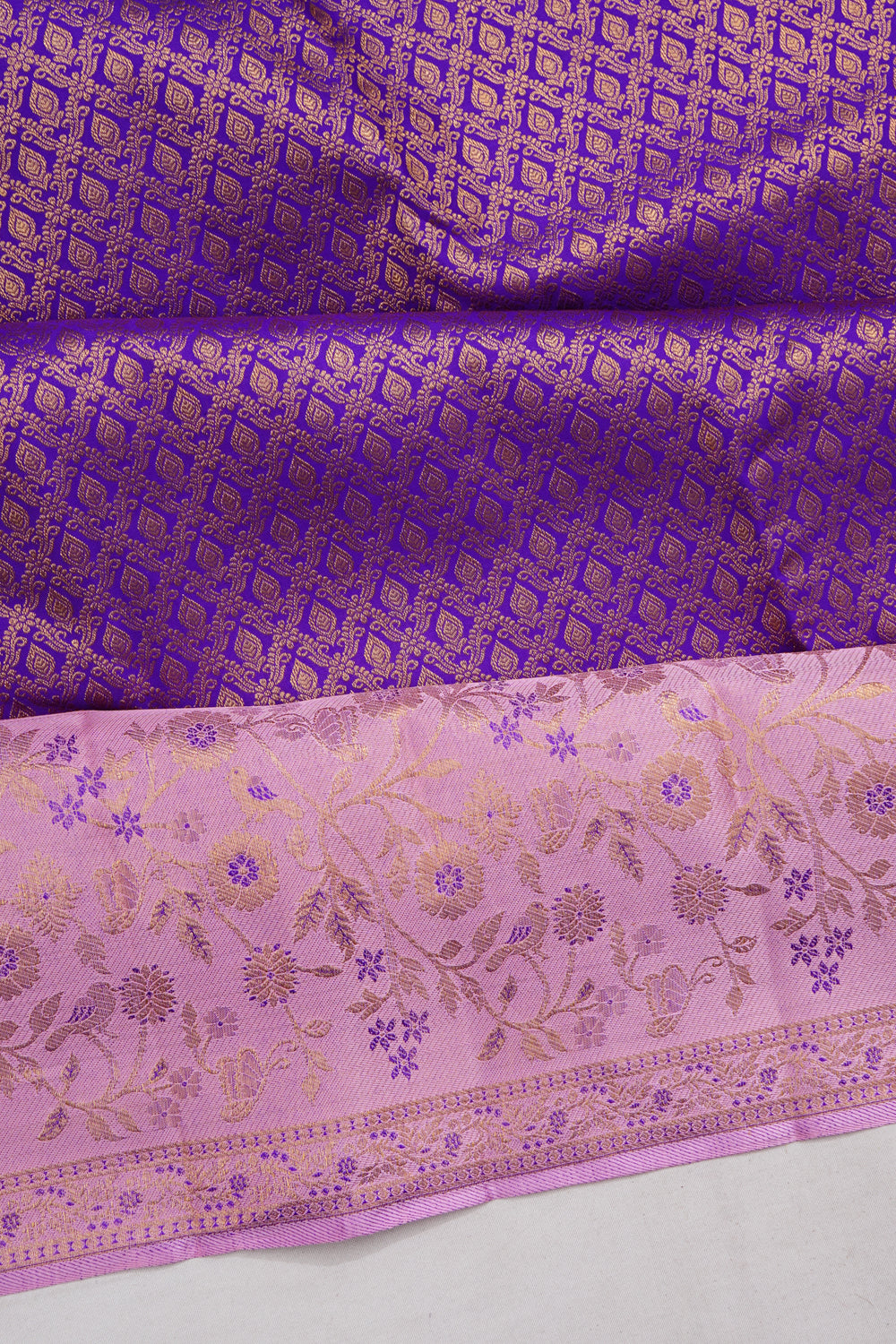 Dharmavaram Silk Brocade Violet Saree