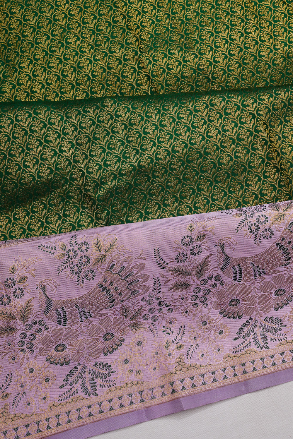 Dharmavaram Silk Brocade Green Saree