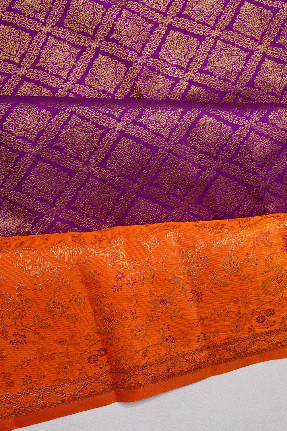 Dharmavaram Silk Brocade Violet Saree