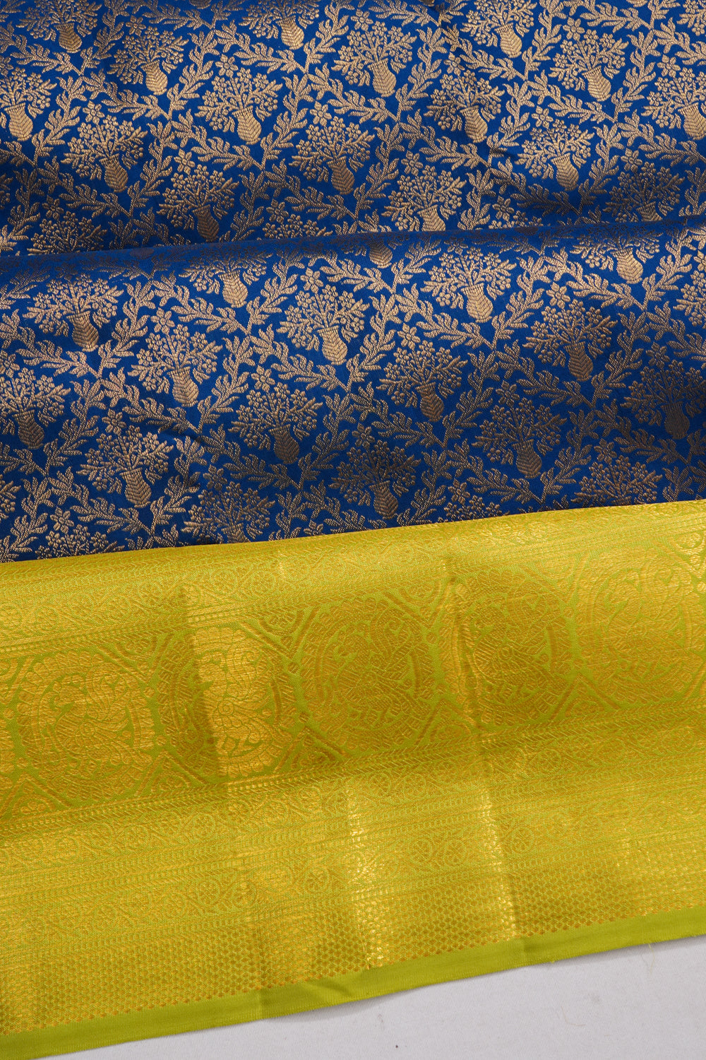 Dharmavaram Silk Brocade Yellow Saree