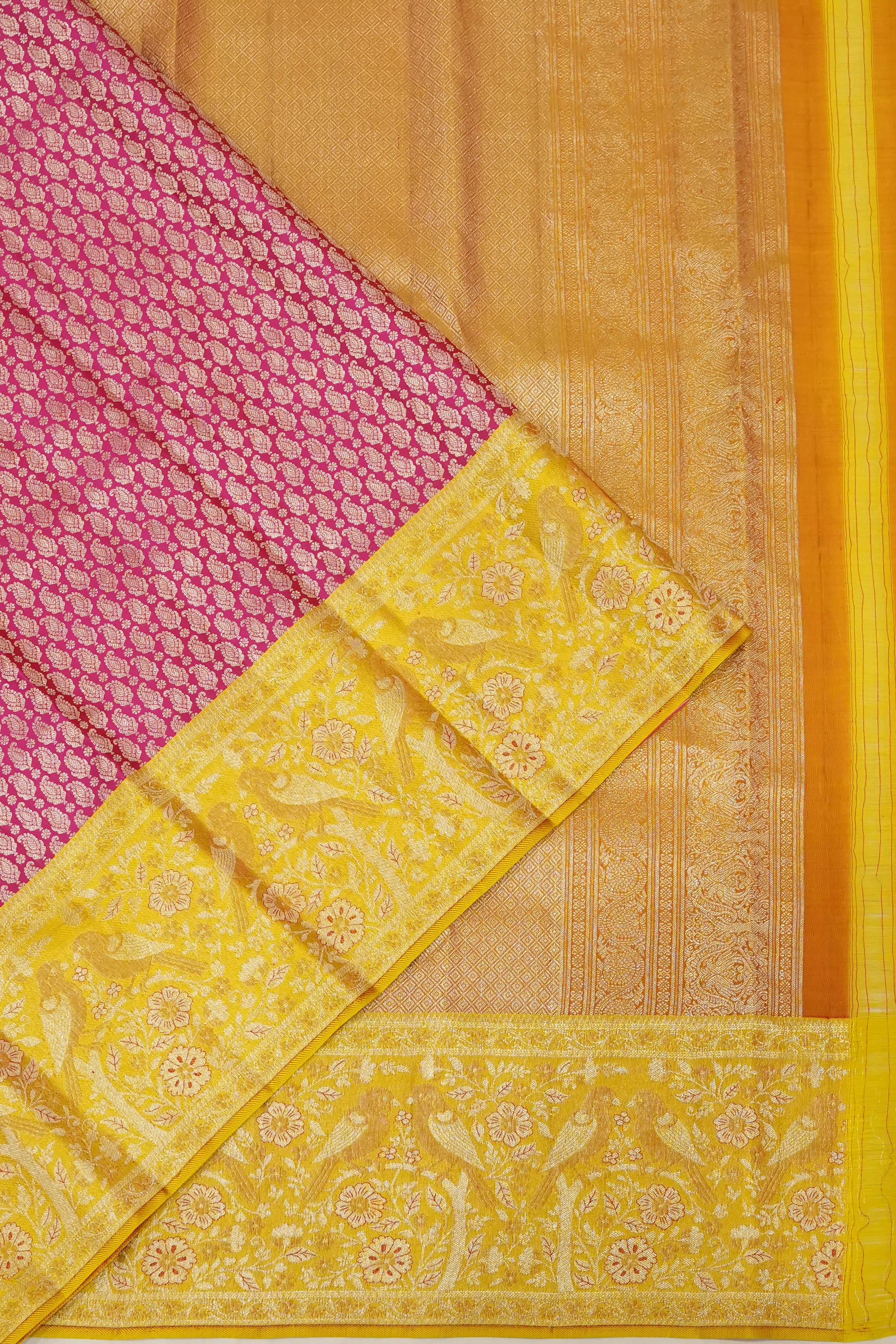 Dharmavaram Silk Brocade Pink Saree