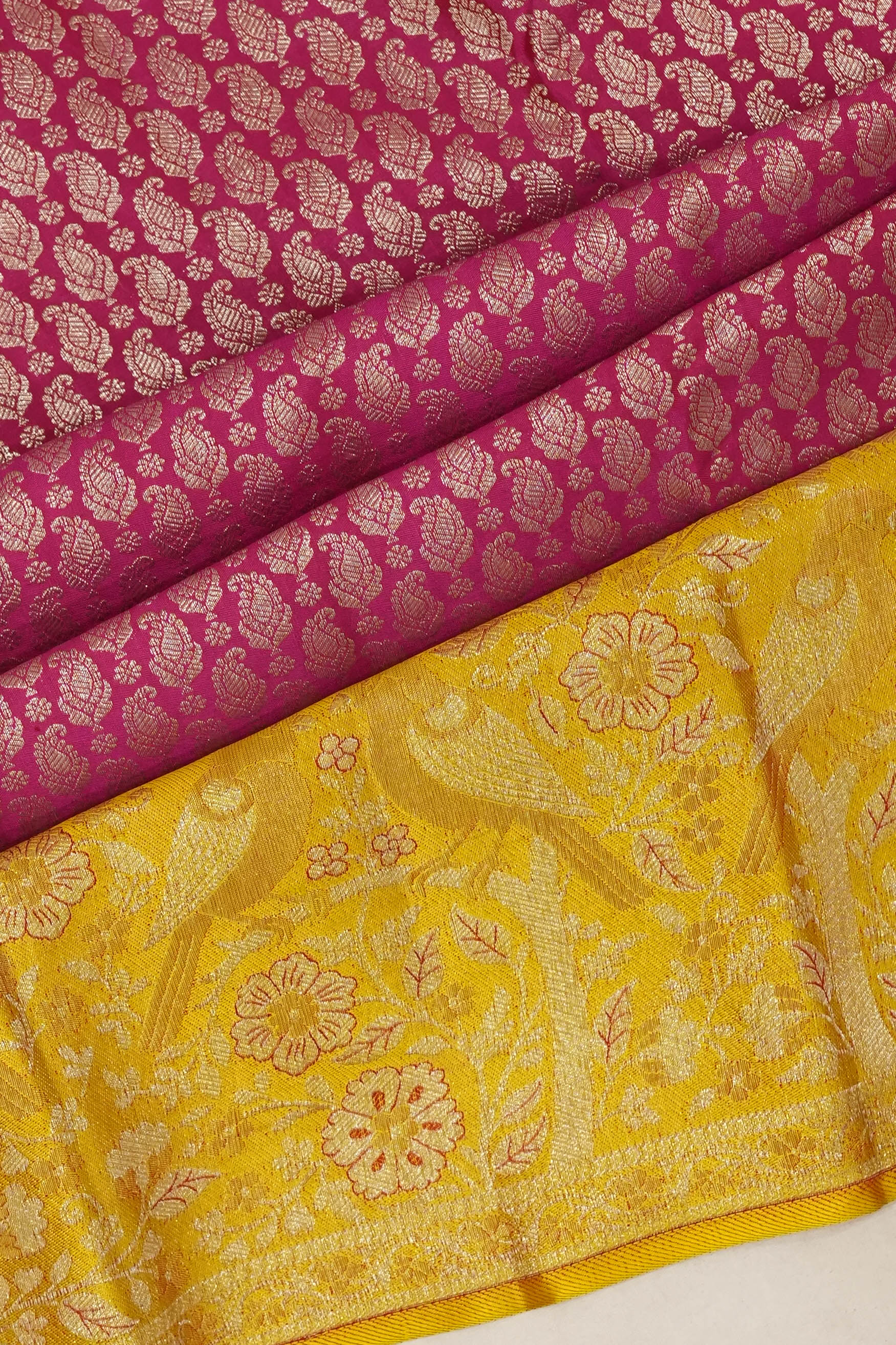 Dharmavaram Silk Brocade Pink Saree