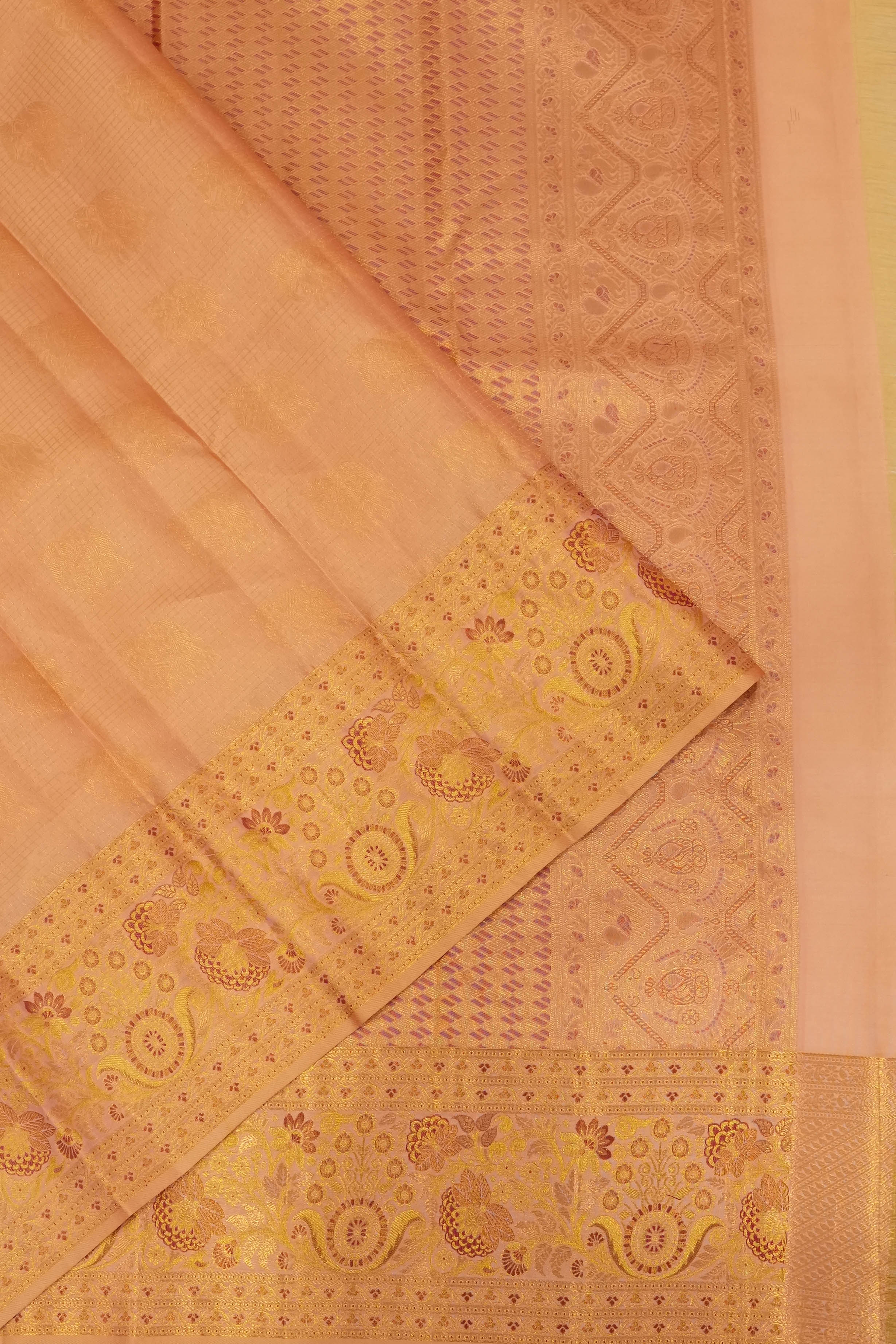 Taranga Kanchi Silk Brocade Peach Saree