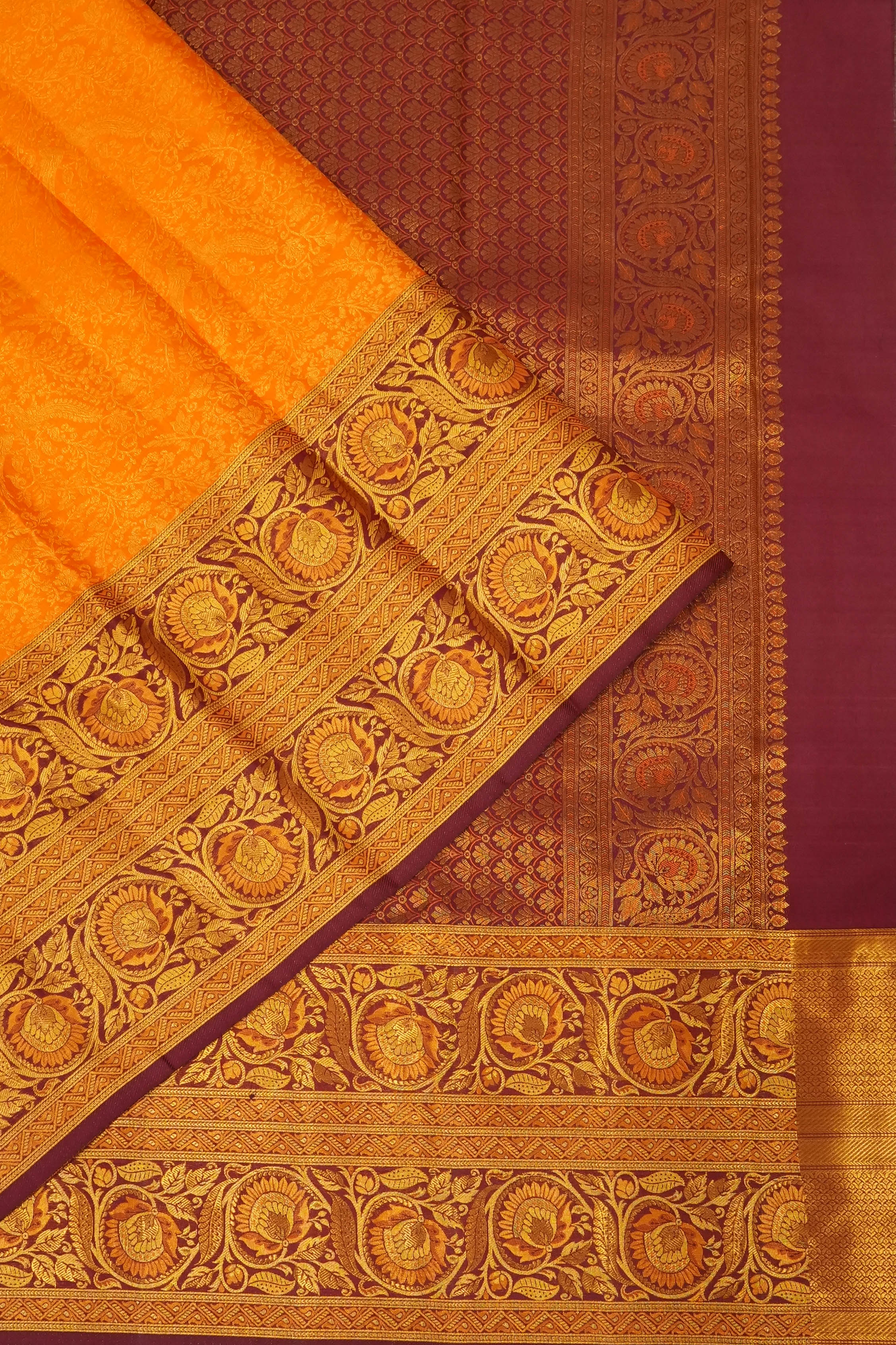 Taranga Kanchi Silk Brocade Orange Saree