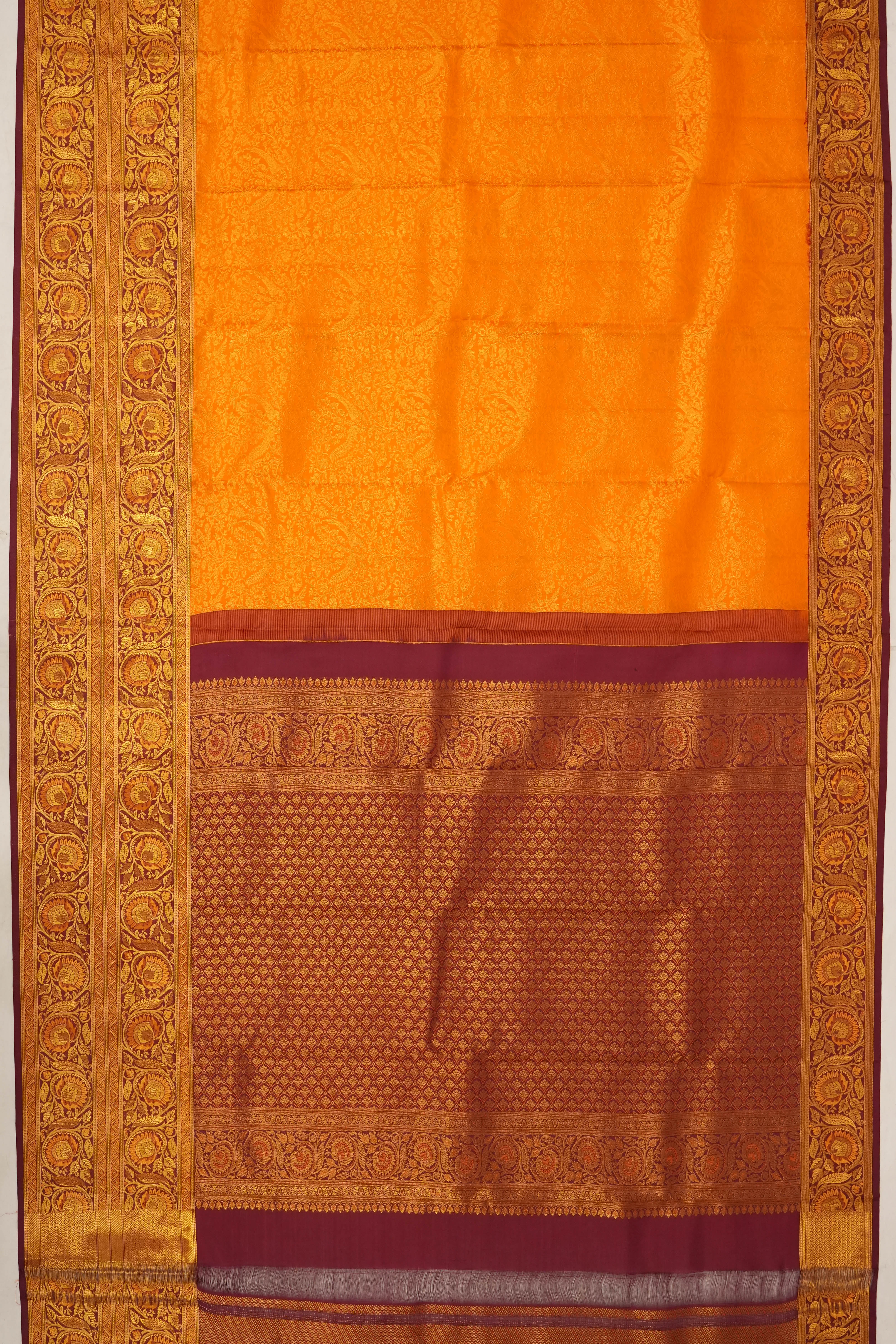 Taranga Kanchi Silk Brocade Orange Saree