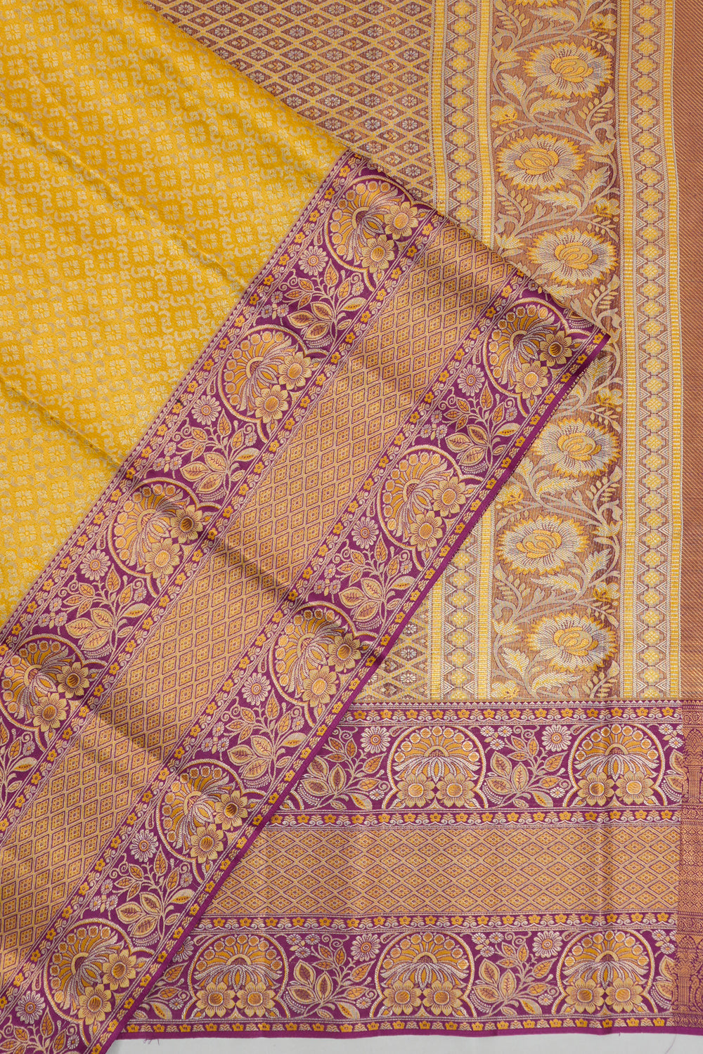 Taranga Kanchi Silk Brocade Yellow Saree